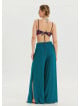Zipper Detailed Pocket Petrol Women's High Waist Trousers 4640